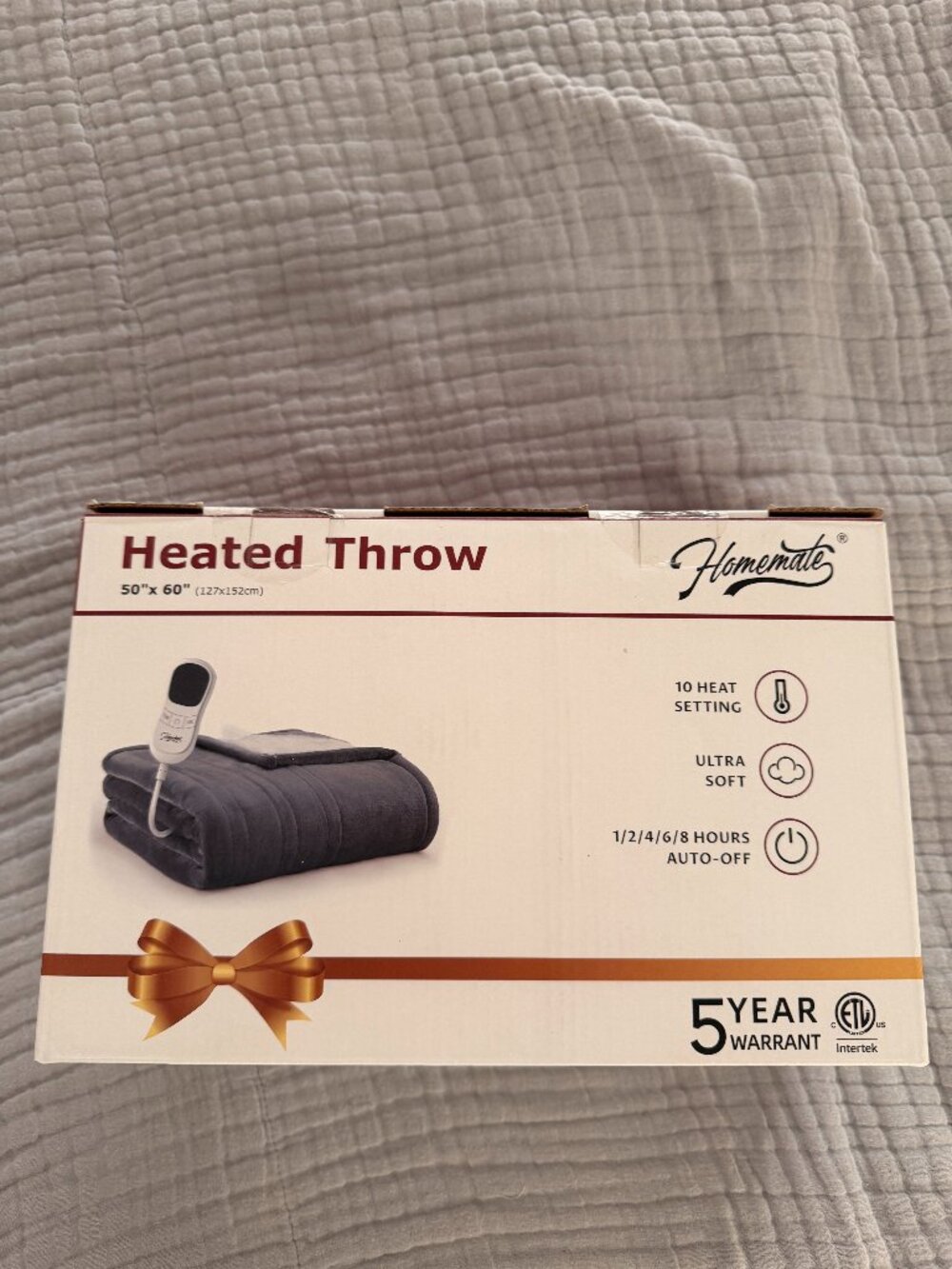 NIP - Homemade 50" x 60" Heated Throw